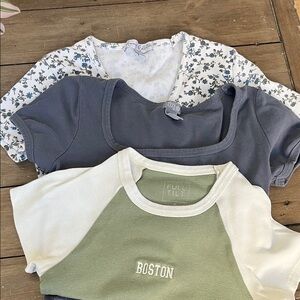 Full Tilt Crop Tops in Blue, Green, and White